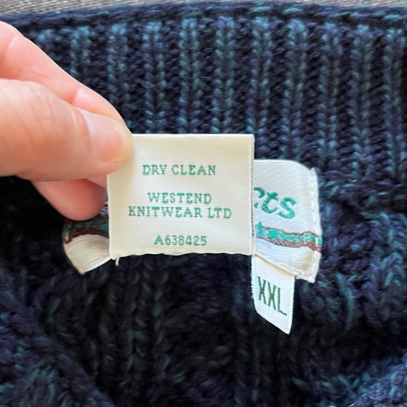 Aran Crafts 100% Merino Wool  Men's Dark Blue Zip-Up Sweater size XXL - Picture 6 of 6